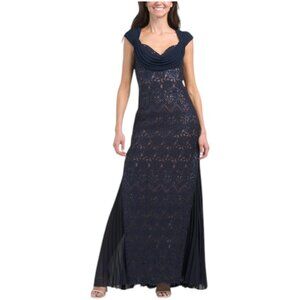 TADASHI SHOJI Lace Gown With Cap Sleeves